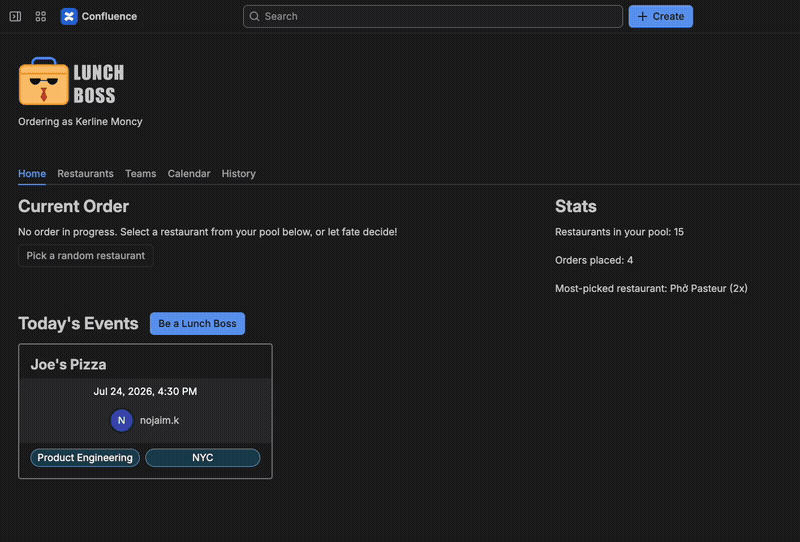 Animated gif of Lunch Boss Forge app
